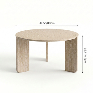<span class=keywords><strong>Tavolino</strong></span> da Caffè Moderno con Texture Organica e Rivestimento Stile Travertino, Tre Gambe a Lastra per Arredamento Estetico Casa e Galleria d'Arte - Product Image 3