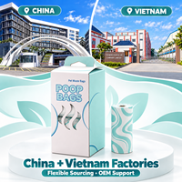 Rouleaux de recharges de sacs à déjections canines en gros, sacs à déchets pour animaux de compagnie imprimés sur mesure avec boîte de vente au détail, marque privée OEM, usines Chine Vietnam