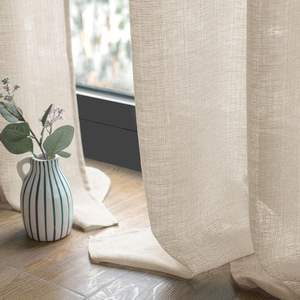 JA Rideaux en lin beige naturel Chambre à coucher Salon Ferme Texturé <span class=keywords><strong>Toile</strong></span> <span class=keywords><strong>de</strong></span> <span class=keywords><strong>jute</strong></span> Look Filtre <span class=keywords><strong>de</strong></span> lumière Intimité Pare-soleil <span class=keywords><strong>de</strong></span> fenêtre tissé - Product Image 3