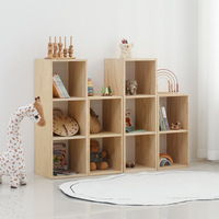 Étagère Moderne Minimaliste Modulable en Bois Massif avec Grille, Meuble Autonome pour Livres et Jouets