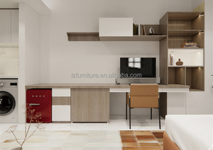 Ensemble complet de meubles de chambre d'hôtel modernes et économiques : lit Queen/King size avec armoire, table de chevet et meuble TV - Product Image 4