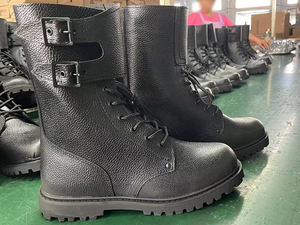 Bottes de Combat Ranger Noires, Tige Tout Cuir, Semelle Caoutchouc Goodyear, Maille Anti-Usure, Robustes - Product Image 5