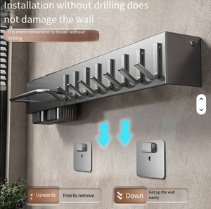 Carbon Steel Kitchen Organizer No Drilling - Wall-Mounted Knife Chopstick 2-in-1 Storage Rack - Product Image 3