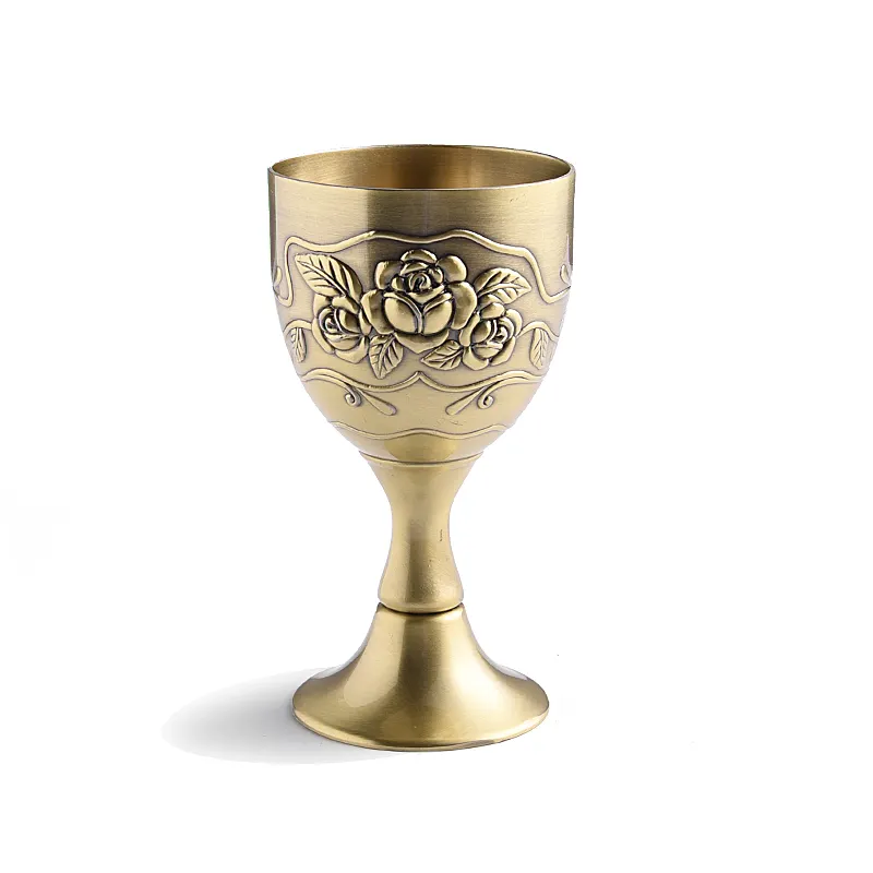 New Hand Hold Engraved Antique Design Solid Brass Gold Color Julep Wedding Decoration Cup