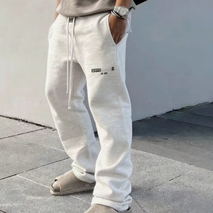 Pantalon de <span class=keywords><strong>jogging</strong></span> en coton haut de gamme pour homme, coupe droite, gris, avec logo personnalisé, pour le sport et le style urbain - Product Image 6