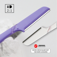 Rasoir à sourcils avec manche en plastique ABS, couleur de manche personnalisable, lame en acier inoxydable tranchante, vente en gros, outil de beauté pour femmes