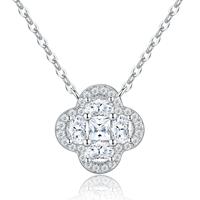 Collier en argent S925 émaillé motif trèfle et ours, Nouveauté 2026, Bijou romantique avec moissanite étincelante, Chaîne réglable et superposable