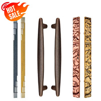 Poignée de porte en bois massif haut de gamme sur mesure, en laiton cuivre rouge robuste, pour portail principal, entrée en verre, quincaillerie architecturale