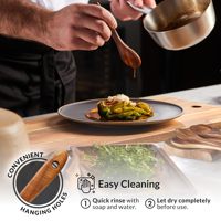 Ensemble d'ustensiles de cuisine en teck de 15 pièces avec boîte cadeau haut de gamme, outils de cuisson en teck naturel faits à la main