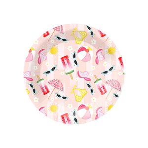 DAMAI Juego de Vajilla Desechable de Papel con Tema de Cumpleaños de Verano, Color Rosa, para Fiestas Infantiles - Product Image 4