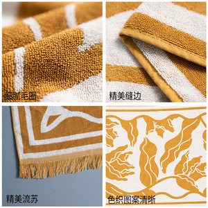 ผ้าขนหนูชายหาดผ้าฝ้ายแจ็คการ์ดย้อมสีแบบกำหนดเอง ผ้าฝ้ายแท้ พู่ห้อยรูปทรงสี่เหลี่ยมผืนผ้า ลายดอกไม้ สำหรับใช้บนชายหาด - Product Image 2