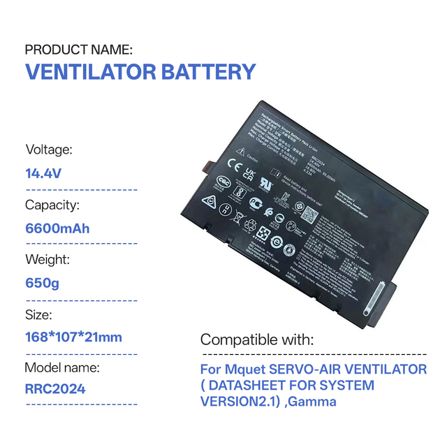 14.4V 6600mAh Battery RRC2024 6882607 for Maquet SERVO AIR VENTILATOR SYSTEM VERSION2.1 Ventilador SERVO Gamma