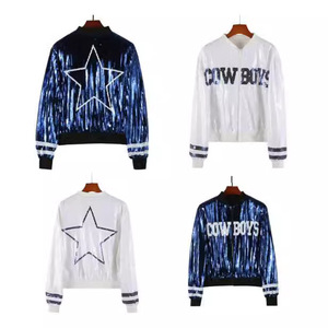 Women's Fall Winter Cowboys Long Sleeve Short Blazer Open Front Party Blouse Sequin Embroidered Quilted <strong>Coat</strong> Bow Collar <strong>Zipper</strong> - Product Image 3