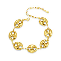 Bracelet tendance pour femme en acier inoxydable plaqué or 18 carats, étanche, avec pendentifs cœur, étoile de mer, coquillage, croix et chaîne nez de cochon