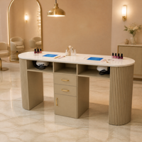Table de manucure de luxe personnalisable pour salon de beauté, en marbre, avec plusieurs rangements, collecteur de poussière en bois, écologique, durable, usage commercial