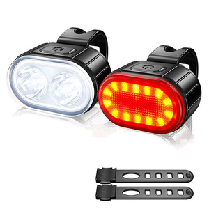 Juego de Luces para Bicicleta con Logotipo, Montado en el Manillar, Recargable por USB, Luces Delanteras y Traseras, Certificación CE Q3, Luz LED Impermeable para Ciclismo Nocturno - Product Image 1