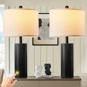 Modern Table Lamp Metal Body Off White Shade Touch Control Cordless LED <b>Decorative</b> <b>Light</b> Bedroom Desk Use - Product Image 1