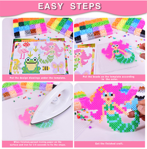 5mmヒューズビーズ詰め合わせカラーDIYクラフトセット（子供用おもちゃ）、ペグボード付きメルティングアイロンビーズキット、標準ボード - Product Image 6