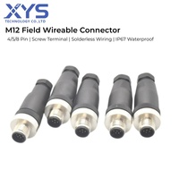 Connecteur M12 câblable sur site, 4, 5, 8 broches, borne à vis, étanche, pour câblage de capteur