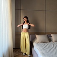 Pantalon ample blanc taille haute élastique pour femme, style décontracté, nouvelle mode automne-hiver, coupe slim, inspiré des tendances européennes et américaines