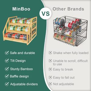 Organizador de Almacenamiento de Bambú para Frascos, Estante de Cocina Apilable de 3 Niveles, Soporte para Alimentos, Estante de Madera para Gabinete - Product Image 3