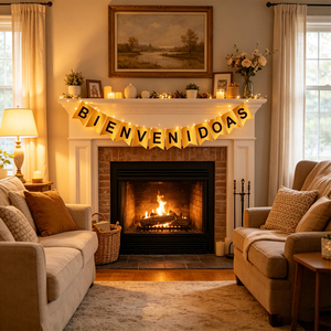 Guirnalda de Letras Doradas 'Bienvenidas' Hechas a Mano con Plástico Resistente, Color Negro, 14 Piezas, 4 Metros - Product Image 3