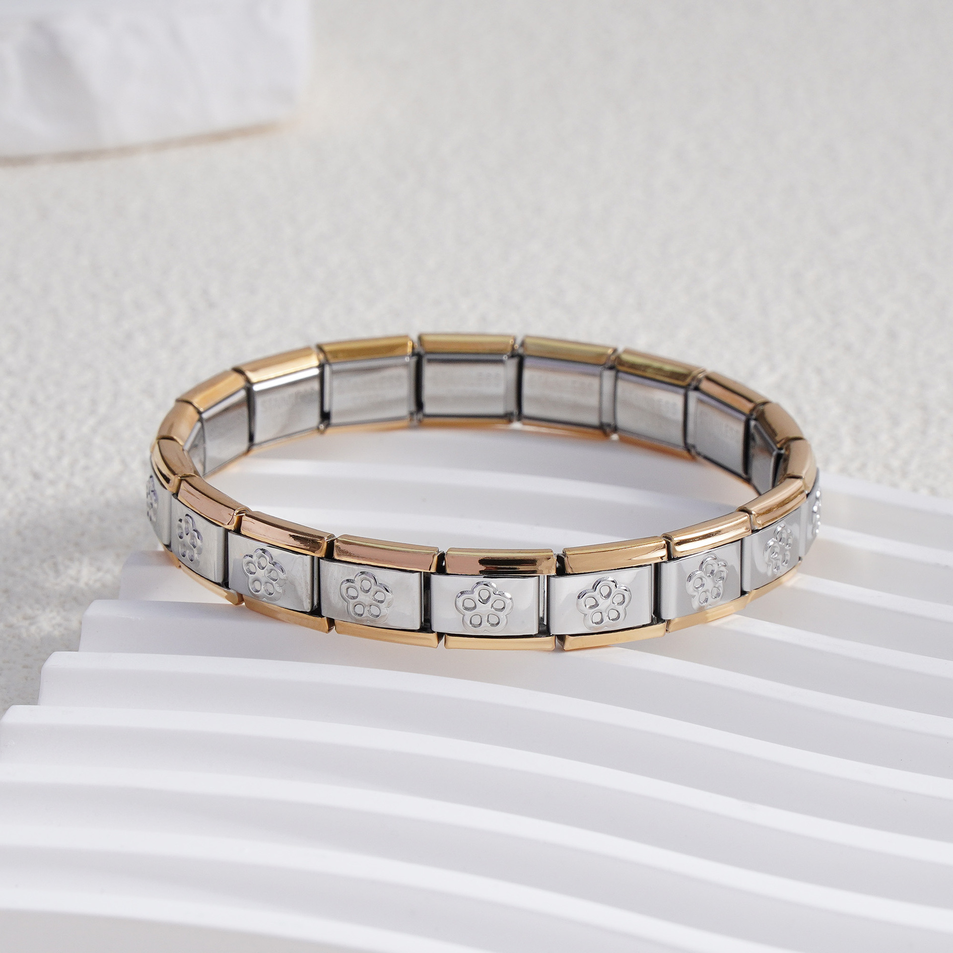 Floral module bracelet (gold edge)