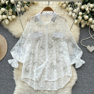 A55 Spring Full Sleeve Casual Blouses Women Lantern Sleeve <strong>Sequined</strong> Shirts Ladies <strong>Party</strong> <strong>Tops</strong> Clothes Women Wholesale - Product Image 2