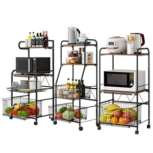 High Quality 4 Tier Slim Black Storage Rolling Cart Mobile Metal <strong>Shelving</strong> Wheel Storage Rack for <strong>Kitchen</strong> - Product Image 2