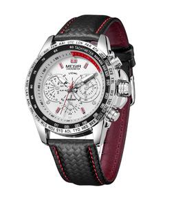 Vente en gros de montres pour hommes <span class=keywords><strong>MEGIR</strong></span> <span class=keywords><strong>1010</strong></span>, montres en cuir de luxe, montres à quartz décontractées pour affaires, montres de sport étanches, logo personnalisé - Product Image 1
