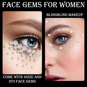 973 pièces de strass autocollants pour les yeux et le corps, autocollants de pierres précieuses de 3/4/5/6 mm pour les loisirs créatifs pour filles et femmes - Product Image 4