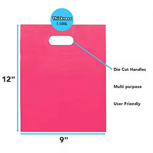 9x12 "กระเป๋าช้อปปิ้งหูหิ้วขนาดเล็กสีชมพูและสีม่วงกระเป๋าพลาสติกไดคัทสีน่ารักพร้อมด้ามจับถุงพลาสติกใส่ของ - Product Image 2