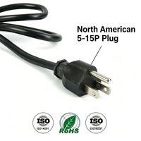 Cable de alimentación con enchufe estadounidense de extremo abierto de 25 pies NEMA 5-15P, cable de extensión de repuesto sin aislamiento para PC, computadora portátil, carga, cocina eléctrica, bricolaje