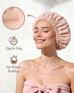 <span class=keywords><strong>Bonnet</strong></span> <span class=keywords><strong>de</strong></span> douche doublé en satin <span class=keywords><strong>pour</strong></span> femmes, réutilisable, imperméable, grand <span class=keywords><strong>bonnet</strong></span> <span class=keywords><strong>de</strong></span> <span class=keywords><strong>bain</strong></span> avec bande élastique douce, bonnets <span class=keywords><strong>de</strong></span> protection capillaire <span class=keywords><strong>de</strong></span> luxe (rose) - Product Image 2