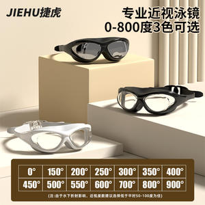 Juego de gafas de natación Jiehu con gorro y estuche, antivaho, impermeables, de alta definición, para adultos y adolescentes, lentes de resina, silicona - Product Image 5