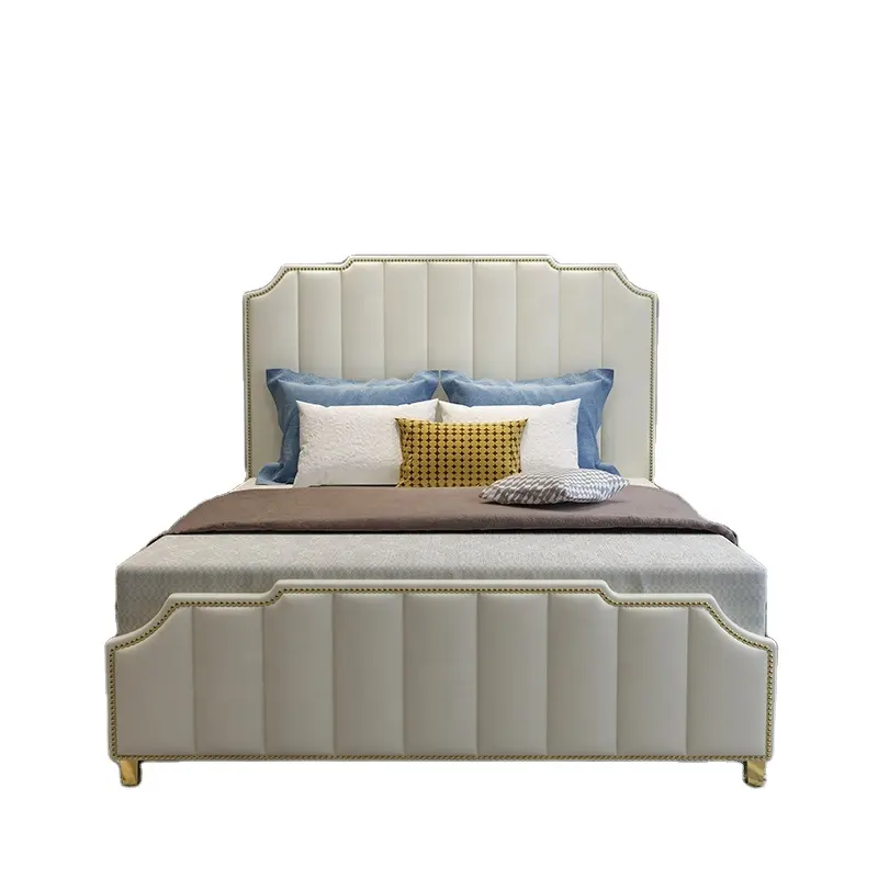Moderna camera da letto mobili camera da letto set letto in acciaio inox letto king size