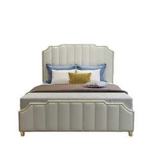 현대 침대 룸 가구 침실 세트 스테인레스 스틸 침대 킹 사이즈 침대