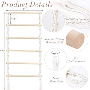 Organisateur mural en macramé pour pinces à cheveux, style bohème, pour femmes et filles, à suspendre sur une porte ou un placard - Product Image 6