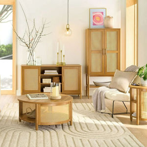 Mesa de té redonda de ratán creativa y elegante, estilo japonés, mesa de centro pequeña para el suelo, decoración versátil para el salón - Product Image 2