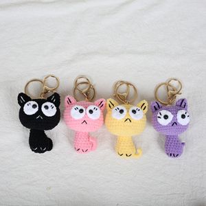 Mignon fil Crochet dessin animé créatif petit chat noir pendentif à la main Crochet <span class=keywords><strong>Couple</strong></span> <span class=keywords><strong>porte</strong></span>-clés sac décoration - Product Image 2