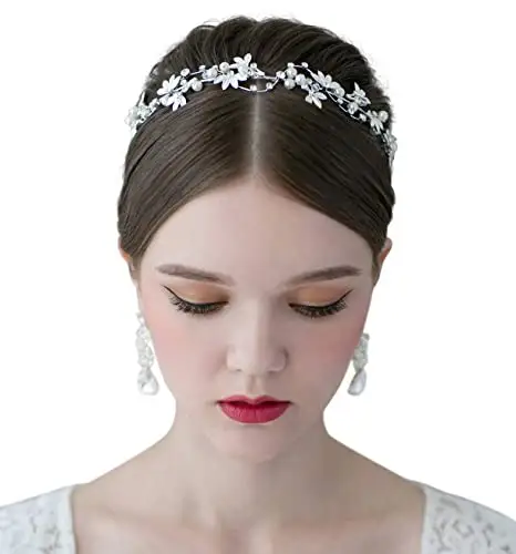 New Arrival Handmade Pearl Flower Bride Hair Decoration for Wedding Hair Accessories Ladies Fashion Alloy Rhinestone Headdress