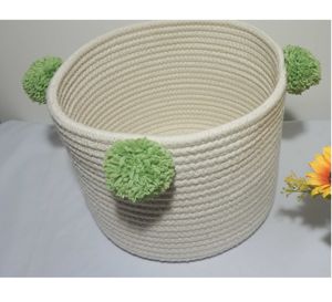 Panier de rangement bas quantité minimale de commande avec poignée Articles divers Collations Jouets Stockage ménager personnalisé Corde de coton à épissage rayé du Vietnam - Product Image 3