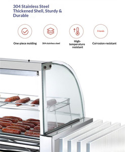 เตาปิ้งฮอทดอกแบบตั้งโต๊ะ สเตนเลสสตีล พร้อมฝาครอบแก้วและชั้นอุ่น - Product Image 3