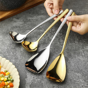 304 Stainless Steel Hammered Serving Spoon <b>Mirror</b> Polished Tableware For Soup And Shared Dishes - Product Image 1