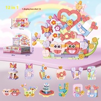 Jouet éducatif unisexe Blocs de construction en forme de cœur Modèle Cadeau de la Saint-Valentin Anniversaire Assemblé Rose Mini Blocs de construction en plastique ABS 1:8