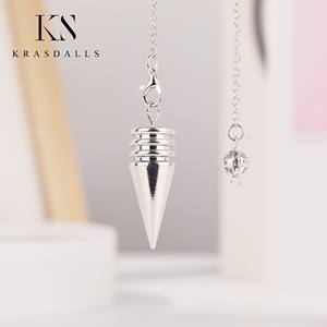 Commercio all'ingrosso oro antico argento cono di metallo Reiki Dowsing amuleto rame pendolo energia Pendulo divinatorio gioielli. - Product Image 3