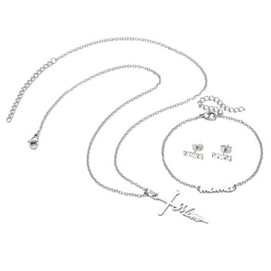 Ensemble collier et bracelet en acier inoxydable, pendentif croix, cadeau pour maman, bijoux pour la fête des mères - Product Image 5