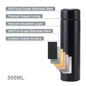 Custom Logo 500ml Thermo Bottle Thermal Cup Vacuum Flasks Stainless Steel Gift Thermo Led Temperature Smart Water Bottles