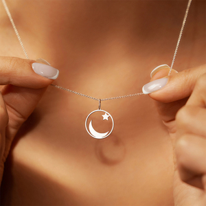 Collana di gioielli in acciaio inossidabile con <span class=keywords><strong>nome</strong></span> personalizzato girocollo <span class=keywords><strong>stella</strong></span> luna nuova collana con ciondolo da donna - Product Image 3