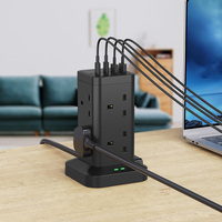 Rallonge de multiprise britannique avec 8 prises 3250W 13A multiprise PD20W USB-C et 2 USB-A QC 3.0 extension de prise multi-alimentation